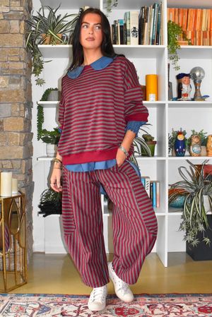Sunday Morning Relaxed Sweatshirt Grey & Burgundy
